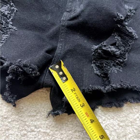 SHEIN Cut-Off Denim Shorts Women's Size Small Black High Rise Distressed Raw Hem - Picture 11 of 13